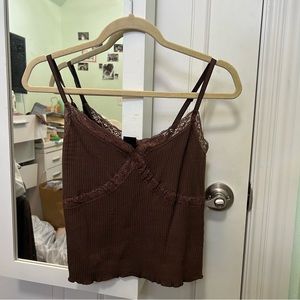 Urban Outfitters Brown Cross Lace Cami